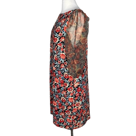 Torrid 16 floral dress with sheer sleeves orange - Picture 3 of 9